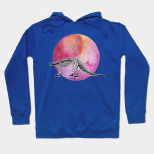 Dinosaur Skeleton in Space Red Planet with Mountain Hoodie